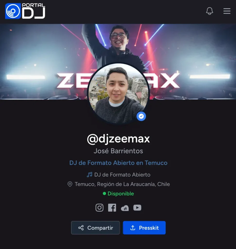 Perfil de DJ Zeemax en My Portal DJ