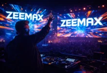 dj en festival con su visual de fondo