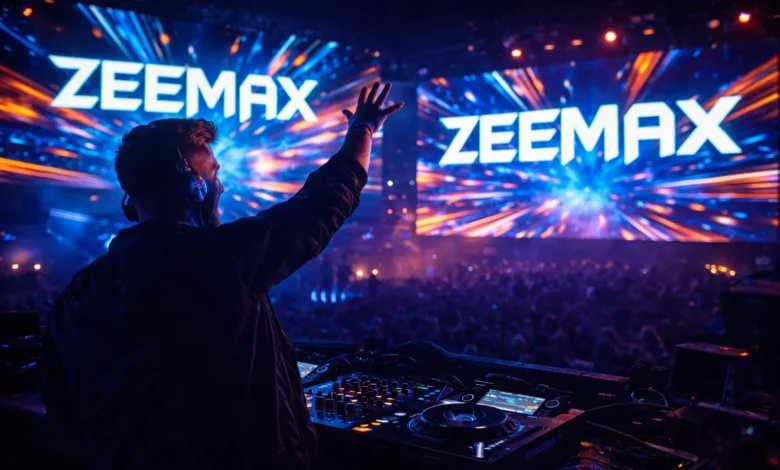 dj en festival con su visual de fondo