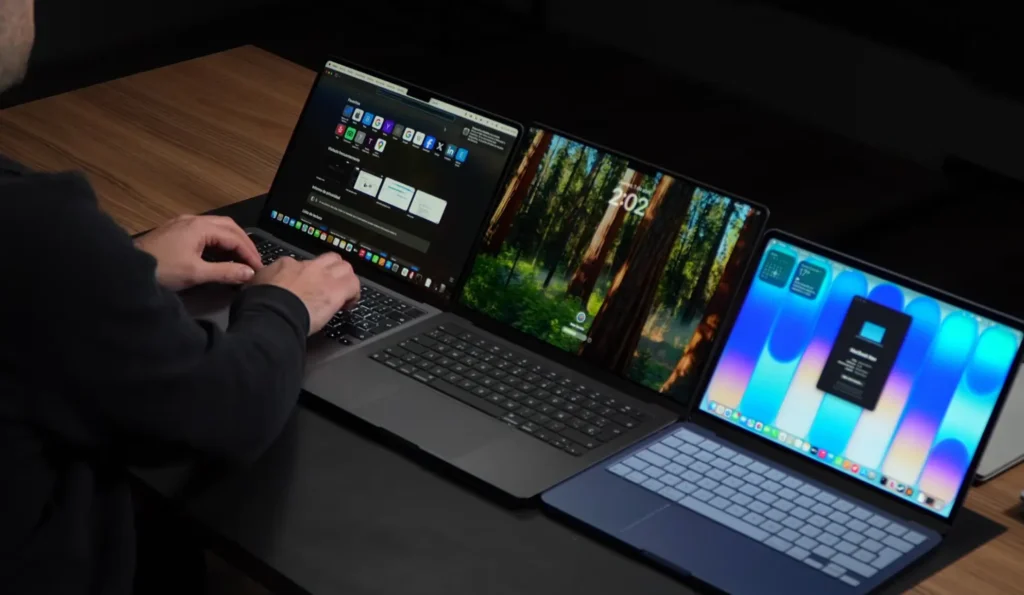 Macbook Neo (derecha) Vs. Macbook Air y Macbook Pro.