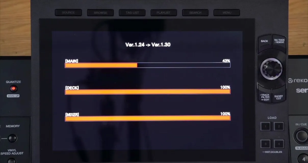 Pantalla de actualización del XDJ-AZ