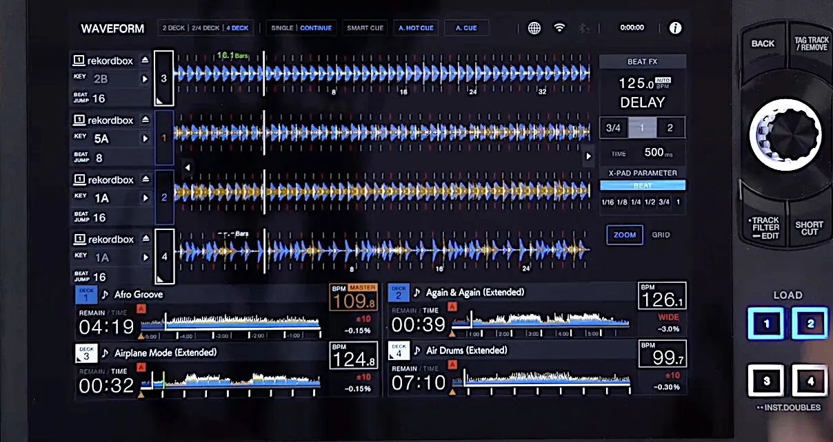 AlphaTheta XDJ-AZ Firmware 1.30: Por fin llegan las 4 formas de onda simultáneas